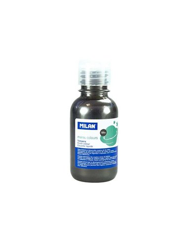 Bouteille Milan Tempera 125 ml - Bouchon doseur - Séchage rapide - Miscible - Couleur gris métallisé