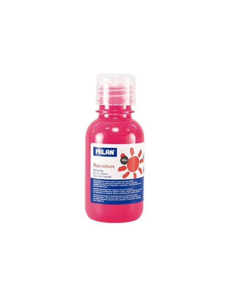 Bouteille Milan Tempera 125 ml - Bouchon doseur - Séchage rapide - Miscible - Rose fluo