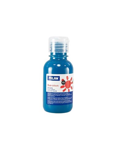 Bouteille Milan Tempera 125 ml - Bouchon doseur - Séchage rapide - Miscible - Bleu fluo