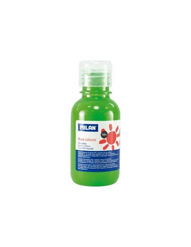 Bouteille Milan Tempera - 125 ml - Bouchon doseur - Séchage rapide - Miscible - Couleur vert fluo