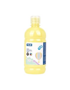 Flacon de peinture tempera Milan 500 ml - Bouchon doseur - Séchage rapide - Miscible - Jaune pastel