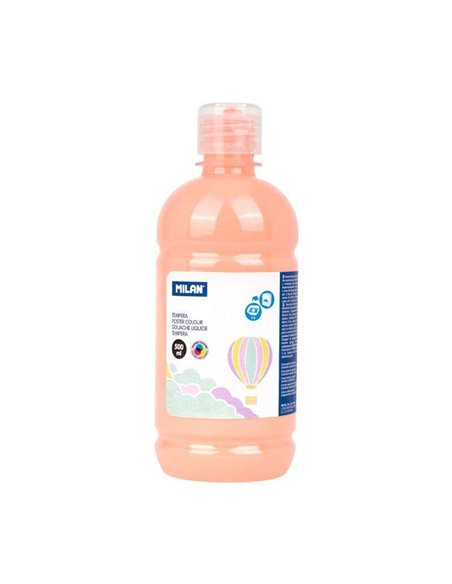 Flacon de peinture tempera Milan 500 ml - Bouchon doseur - Séchage rapide - Miscible - Rose pastel pâle