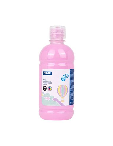 Bouteille Milan Tempera 500 ml - Bouchon doseur - Séchage rapide - Miscible - Rose pastel