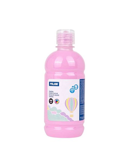 Bouteille Milan Tempera 500 ml - Bouchon doseur - Séchage rapide - Miscible - Rose pastel