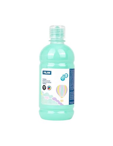 Bouteille Milan Tempera 500 ml - Bouchon doseur - Séchage rapide - Miscible - Vert pastel