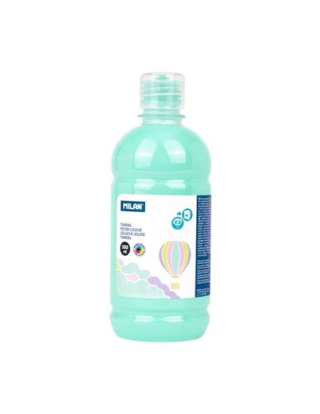 Bouteille Milan Tempera 500 ml - Bouchon doseur - Séchage rapide - Miscible - Vert pastel