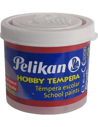 Peinture à la détrempe Pelikan School (flacon de 40 ml) - Facile à utiliser - Idéale pour les activités scolaires - Couleur verm