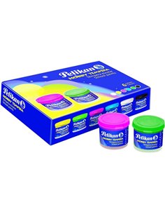 Pack de 6 pots de peinture à la détrempe Pelikan de 40 ml + pinceau - Consistance pâteuse - Résistant à la lumière - Couleurs as