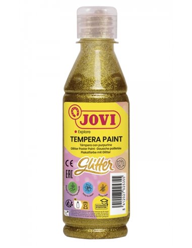 Tempera liquide pailletée Jovi à base d'eau 250 ml - Particules pailletées - Excellentes performances - Séchage rapide - Fluidit