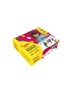 Gouache Tempera Jovi, boîte de 12 pots de 15 ml - Mélangeables - pour papier, carton, bois, tissu, pâte à modeler et argile - Pi