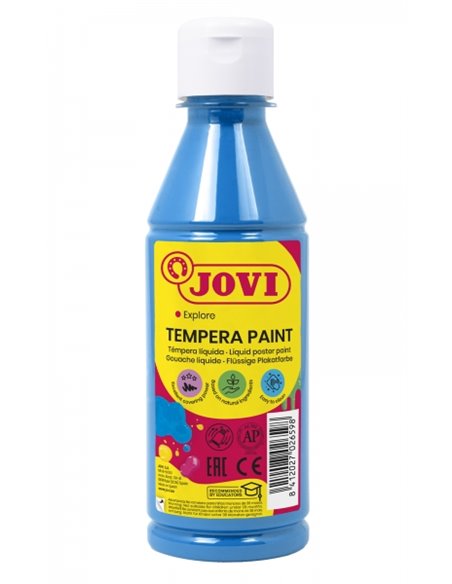 Peinture Tempera liquide Jovi 250 ml - À base d'eau - Prête à l'emploi - Pouvoir couvrant élevé - Séchage rapide - Excellente fl