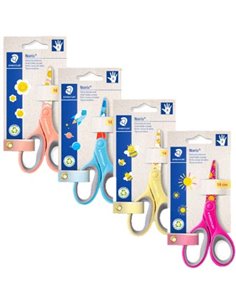 Ciseaux d'école Staedtler Noris 965 14 cm - Poignée ergonomique souple - Lames émoussées - Couleurs assorties