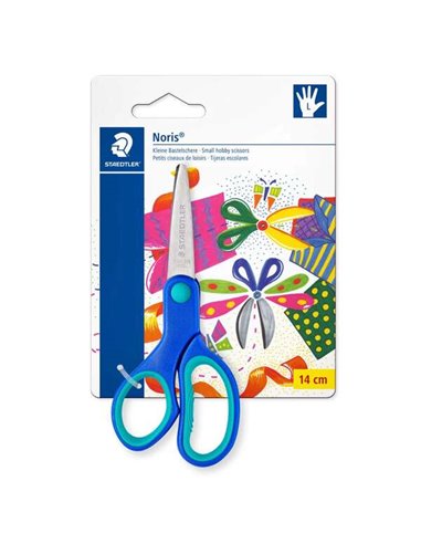 Ciseaux d'école de sécurité Staedtler Noris 965 pour gauchers - Poignée ergonomique souple - Lames émoussées - Longueur 14 cm