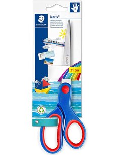 Ciseaux d'école pour enfants Staedtler Noris 965 - Acier inoxydable - Lisses et ergonomiques - Coupe de qualité - Longueur 21 cm