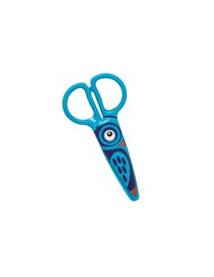 Ciseaux pour enfants Dahle 54676 12 cm pour les plus petits - Lames en plastique - Bouts arrondis - Modèle hibou - Bleu