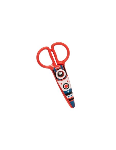 Ciseaux pour enfants Dahle 54677 12 cm pour les plus petits - Lames en plastique - Bouts arrondis - Modèle fusée - Rouge