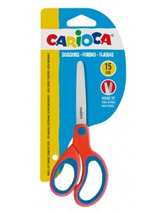 Grands ciseaux Carioca 15 cm - Pointe ronde - Acier inoxydable - Confortables pour gauchers et droitiers - Rouge