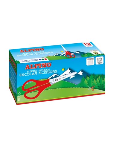 Ciseaux d'école Alpino 13 cm - Acier inoxydable - Pointe émoussée - Couleurs assorties