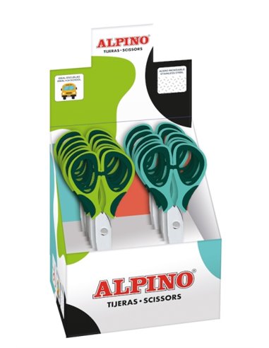 Ciseaux d'école Alpino Colorfull 13 cm - Acier inoxydable - Pointe émoussée - Couleurs assorties