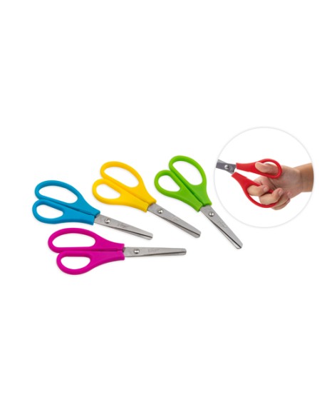 Ciseaux d'école Faibo Comfort 13,5 cm - Pointe ronde - Acier inoxydable - Manche en plastique - Couleurs assorties
