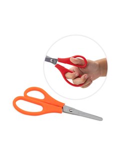Ciseaux d'école Faibo Comfort pour gauchers 13,5 cm - Pointe ronde - Acier inoxydable - Poignée en plastique - Couleurs assortie
