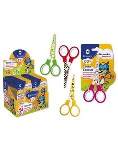 Ciseaux d'école Bismark Kids Deco 13 cm - Acier allié extra-fort - Lames décorées - Manches en plastique - Pointe émoussée - 4 m