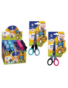 Ciseaux d'école Bismark Kids Soft Flex 14 cm - Lames en acier inoxydable - Manches Soft Flex - Pointe émoussée - 2 modèles assor