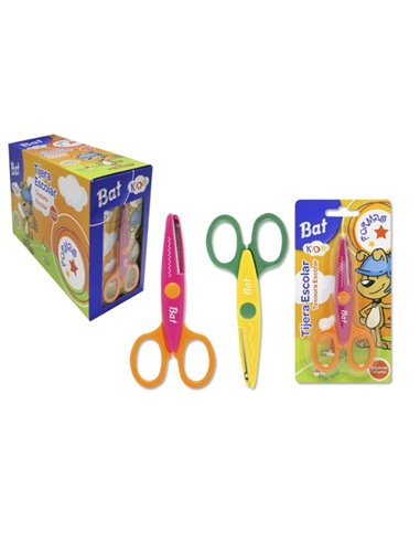 Ciseaux d'école Bismark Kids en forme de chauve-souris - Lames profilées pour différents types de coupe - Manches en plastique -