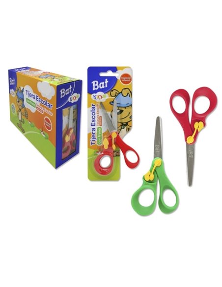 Ciseaux d'école pour chauve-souris Bismark 13 cm avec frein - Qualité supérieure - Manches en plastique - Pointe émoussée - 2 co