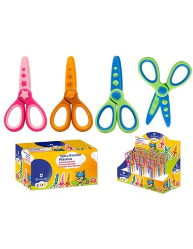 Ciseaux d'école en plastique Bismark pour enfants - Décorés de motifs marins - Punta Roma - 3 modèles assortis