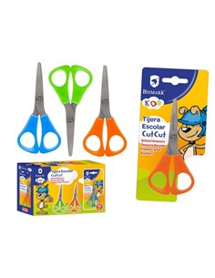 Ciseaux d'école Bismark Kids Cut-Cut - Manches en plastique - Pointe Roma - Couleurs assorties