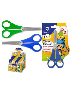 Ciseaux d'école Bismark pour gauchers - Manches en plastique - Pointe émoussée - Bleu et vert