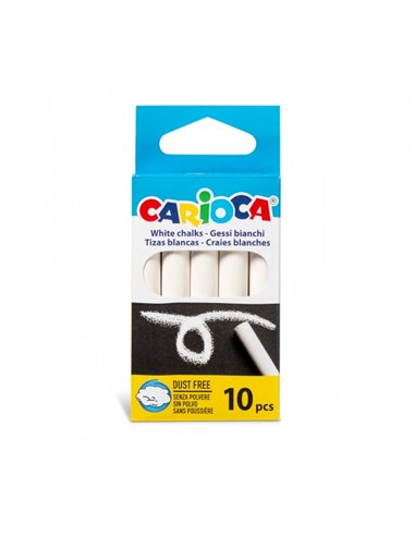Lot de 10 craies standard Carioca - Sans poussière - Couleurs vives - Lavable - Effaçable facilement - Blanc