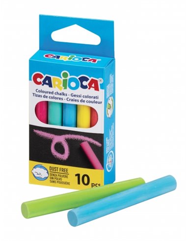 Lot de 10 craies standard Carioca - Sans poussière - Couleurs vives - Lavable - Facile à effacer - Couleurs variées
