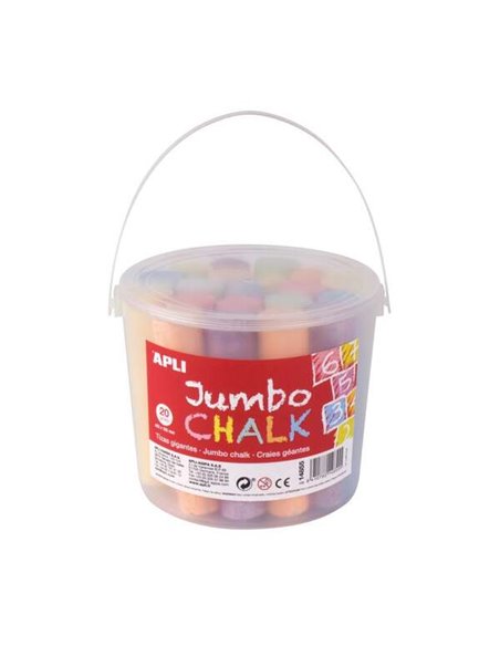 Lot de 20 craies géantes Apli Ø 25 x 105 mm - Convient pour un usage scolaire - Couleurs assorties