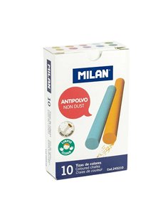 Lot de 10 craies de couleur Milan - Rondes - Sans poussière - Sans caséine ni plâtre - Couleurs assorties