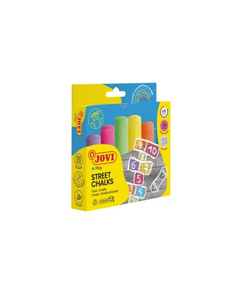 Craies géantes Jovi Street, lot de 6 - Compactes, sans poussière, matières premières naturelles, lignes nettes, faciles à efface