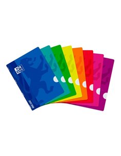 Cahier agrafé Oxford Openflex A4 quadrillé 4 x 4 mm - 48 feuilles avec marge - Couverture plastique - Couleurs assorties