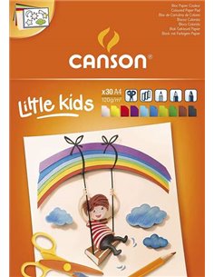 Bloc de 30 feuilles A4 en carton collé Canson Kids - 21 x 29,7 - 120 g - Couleurs assorties