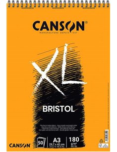 Bloc de 50 feuilles Canson XL Bristol Extra Smooth A3 180 g/m² - Finition satinée - Très résistant - Blanc