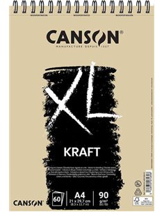 Carnet de croquis Canson XL Kraft ligné 60 feuilles A4 - Spirale microperforée - 21 x 29,7 cm - 90 g - Beige