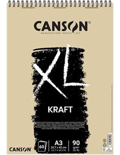 Carnet de croquis Canson XL Kraft ligné 60 feuilles A3 - Spirale microperforée - 29,7 x 42 cm - 90 g - Beige