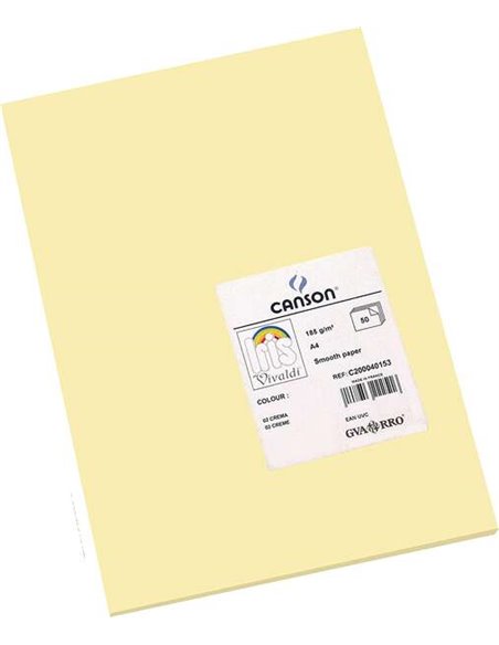 Paquet de 50 feuilles Canson Guarro Iris A4 185 g - 21 x 29,7 cm - Couleur crème