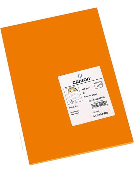 Paquet de 50 feuilles Canson Guarro Iris A4, 185 g - 21 x 29,7 cm - Orange
