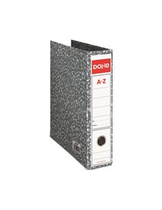 Classeur Dohe A4 gris chiné - 282 x 318 x 75 mm - Carton doublé de papier imprimé - Coins métalliques - Œillet et levier de haut