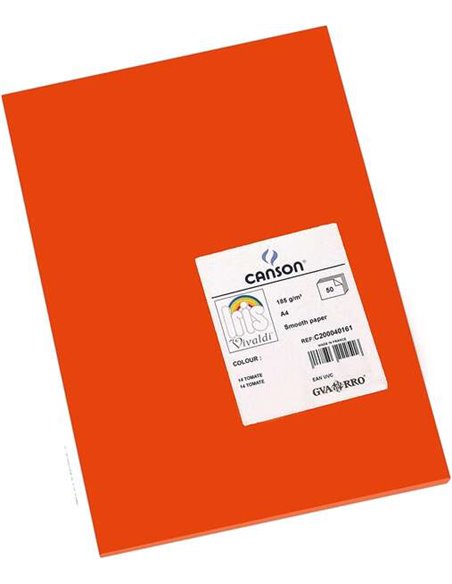 Paquet de 50 feuilles Canson Guarro Iris A4, 185 g - 21 x 29,7 cm - Couleur tomate