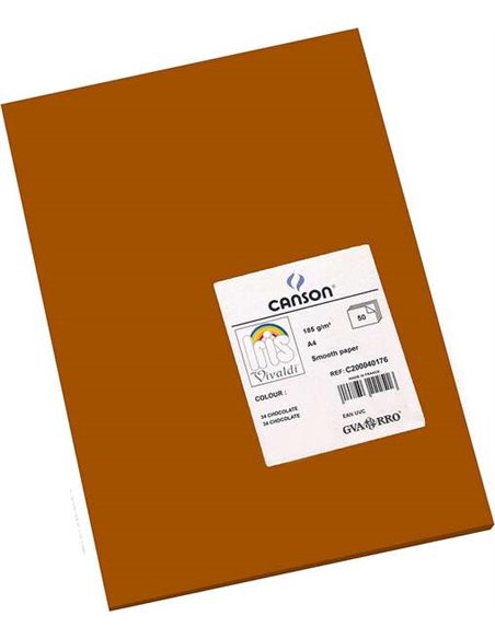 Lot de 50 papiers cartonnés Canson Guarro Iris A4, 185 g - 21 x 29,7 cm - Couleur chocolat