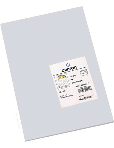 Paquet de 50 feuilles Canson Guarro Iris A4, 185 g - 21 x 29,7 cm - Gris perle