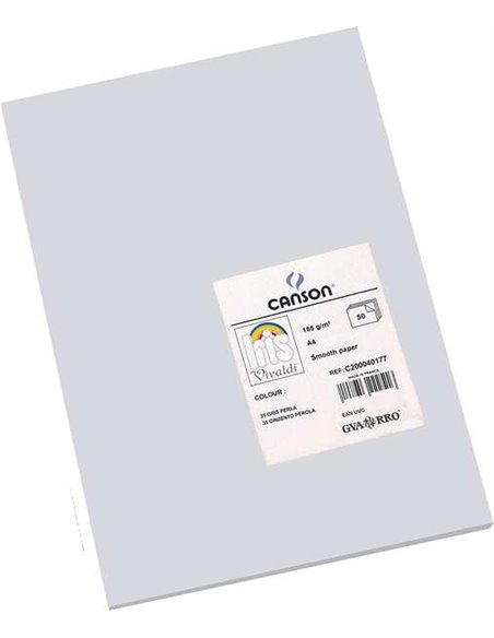 Paquet de 50 feuilles Canson Guarro Iris A4, 185 g - 21 x 29,7 cm - Gris perle