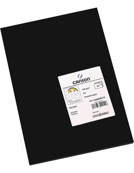 Paquet de 50 feuilles Canson Guarro Iris A4, 185 g - 21 x 29,7 cm - Noir